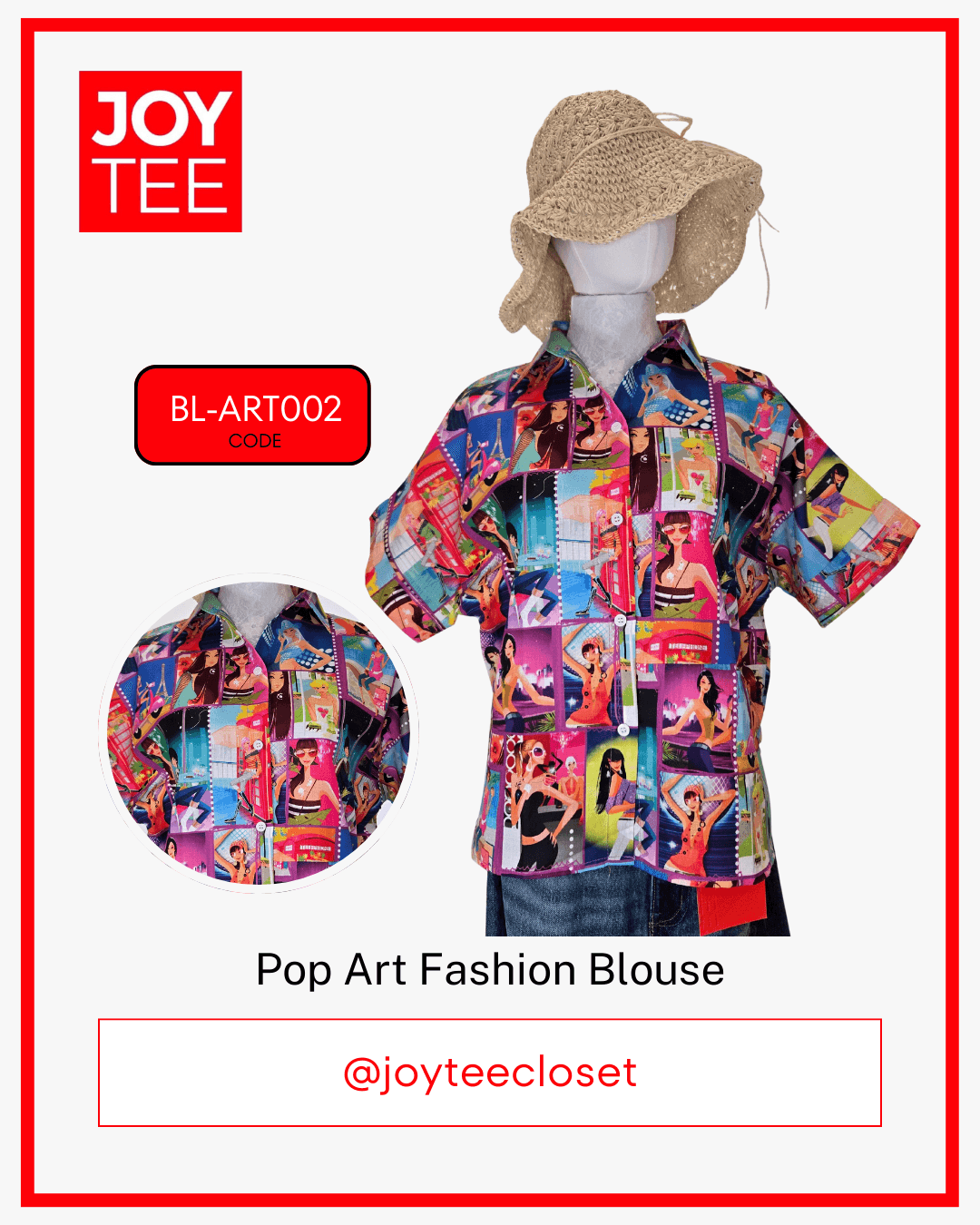 Linen Slab Fabric with Print POP ART FASHION BLOUSE BL-ART002