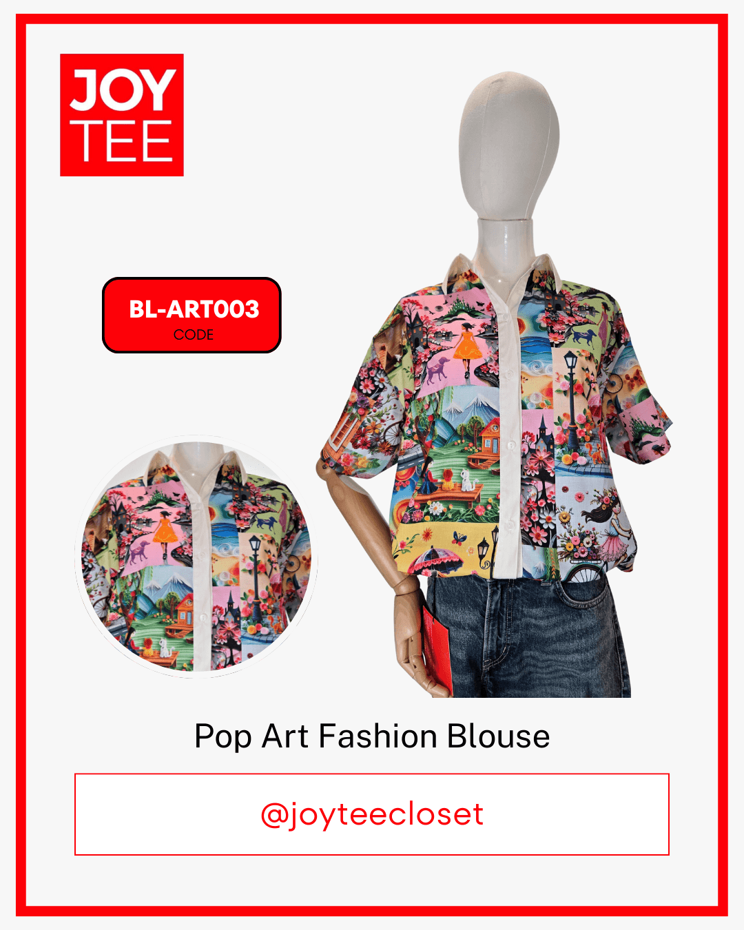 Linen Slab Fabric with Print POP ART FASHION BLOUSE BL-ART003