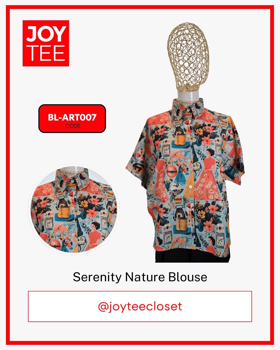 Linen Slab Fabric with Print SERENITY NATURE BLOUSE BL-ART007