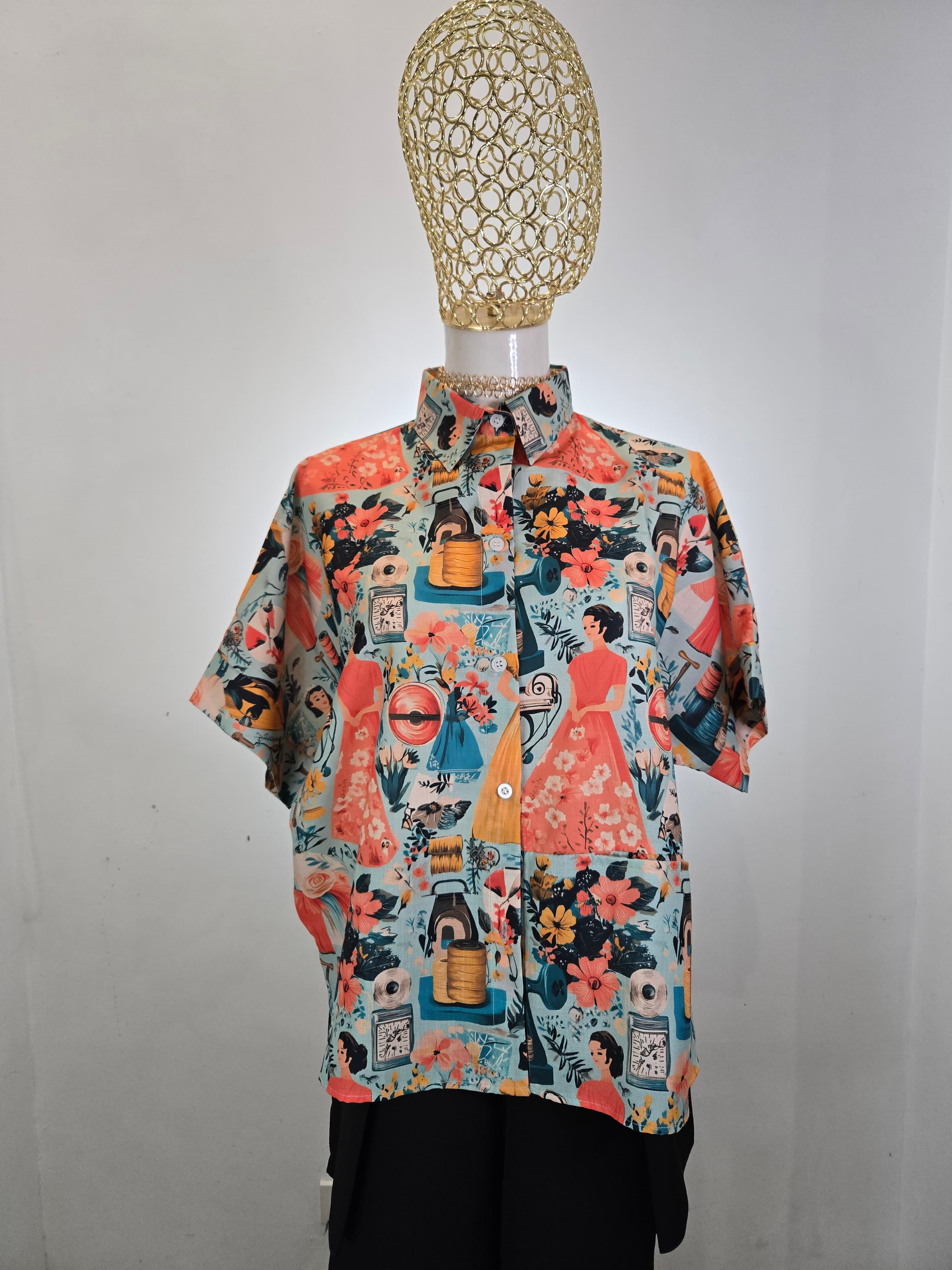 Linen Slab Fabric with Print SERENITY NATURE BLOUSE BL-ART007 2