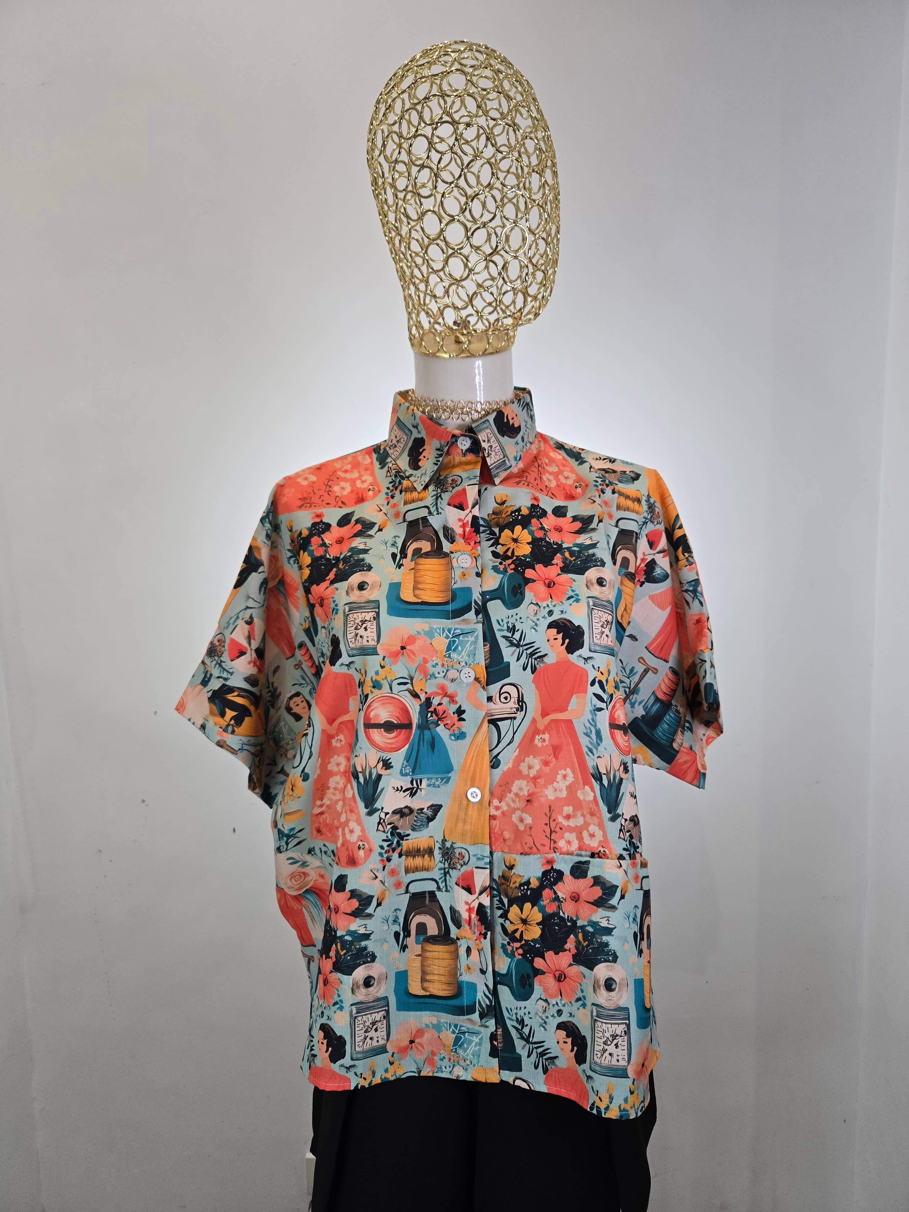 Linen Slab Fabric with Print SERENITY NATURE BLOUSE BL-ART007 4