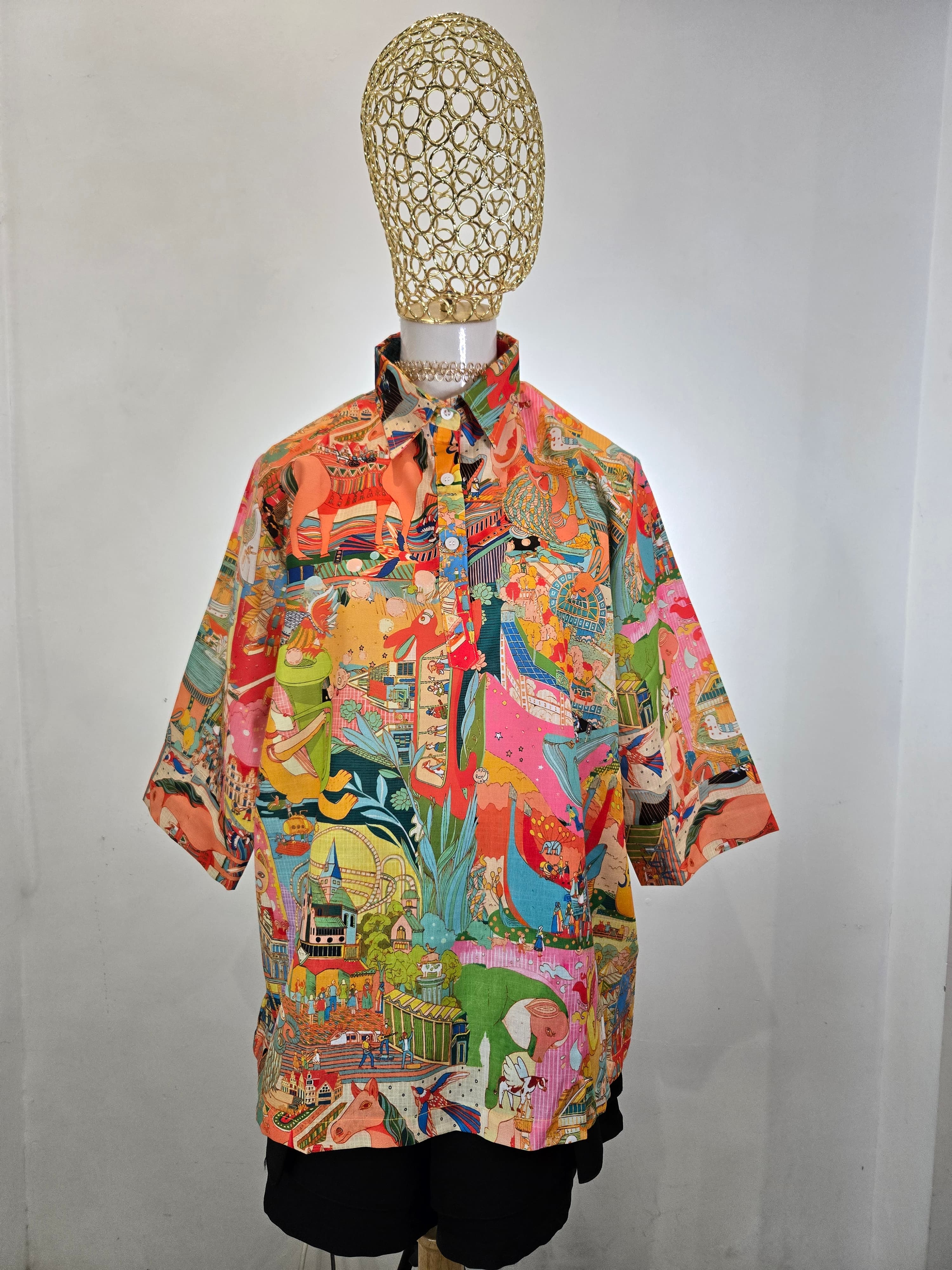 Linen Slab Fabric with Print TROPICAL ESCAPE BLOUSE BL-ART006 4